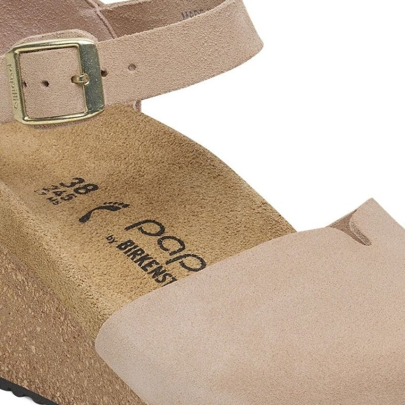 Birkenstock Women's Papillio Mary Closed Toe Wedge - Warm Sand Suede