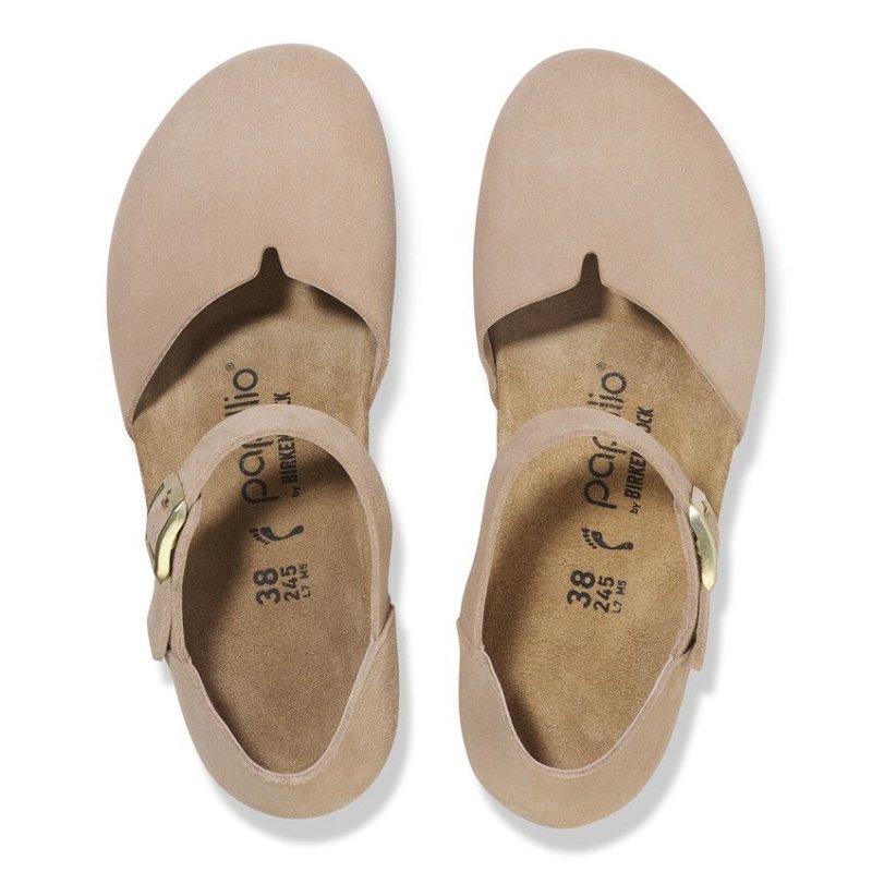 Birkenstock Women's Papillio Mary Closed Toe Wedge - Warm Sand Suede