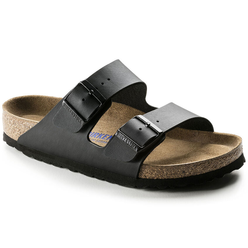 Birkenstock Arizona Soft Footbed Two Strap Sandals - Black Birko-Flor