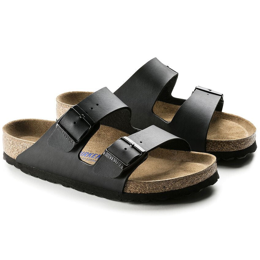 Birkenstock Arizona Soft Footbed Two Strap Sandals - Black Birko-Flor