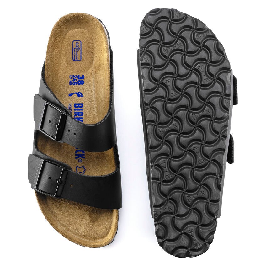 Birkenstock Arizona Soft Footbed Two Strap Sandals - Black Birko-Flor
