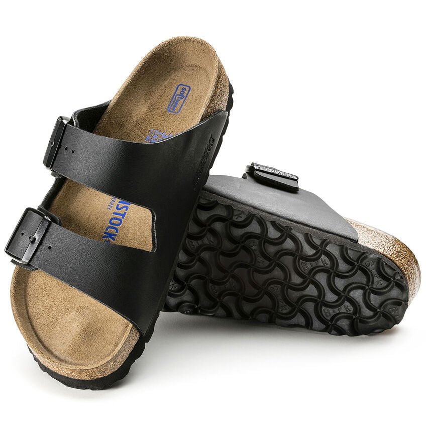 Birkenstock Arizona Soft Footbed Two Strap Sandals - Black Birko-Flor