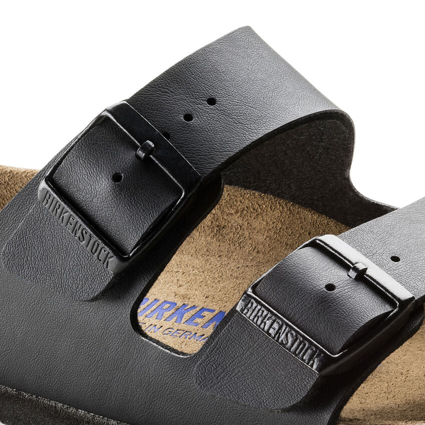Birkenstock Arizona Soft Footbed Two Strap Sandals - Black Birko-Flor