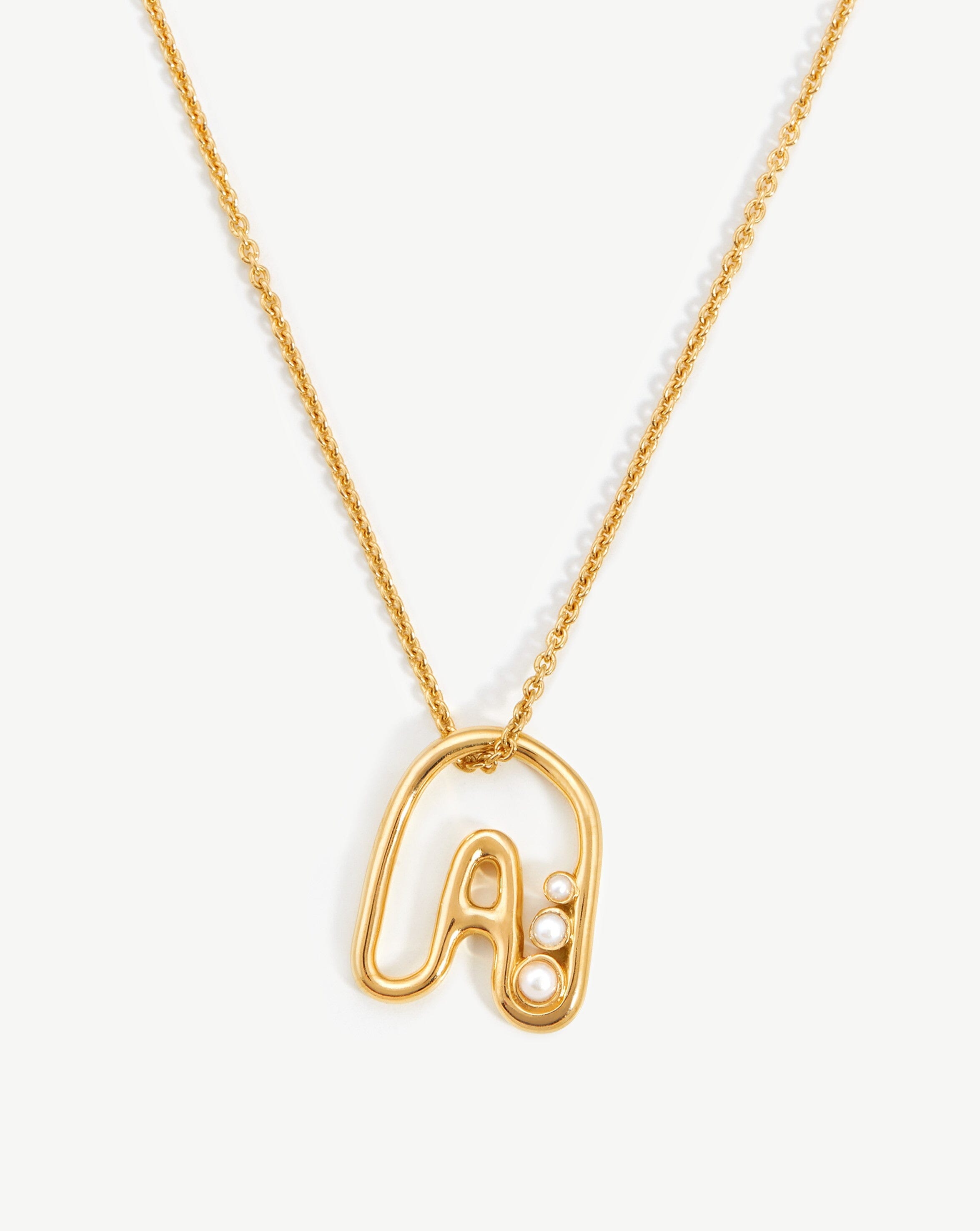 Chubby Pearl Initial Pendant Necklace  - Initial A | 18ct Gold Vermeil/Pearl