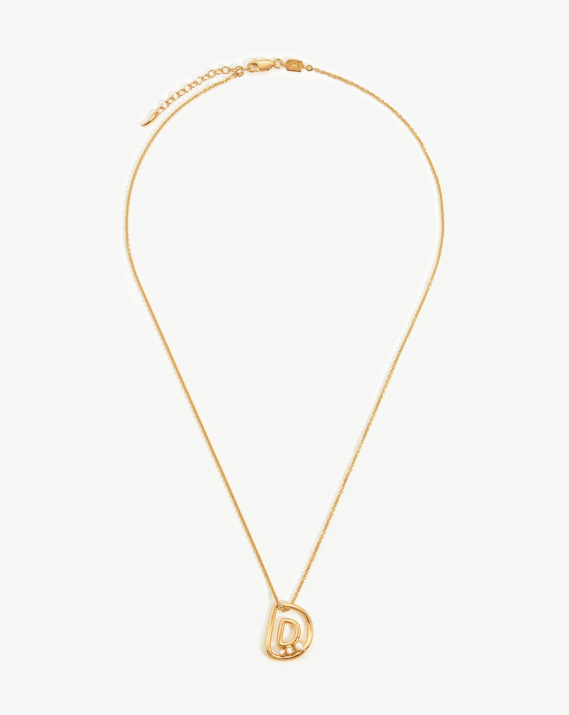 Chubby Pearl Initial Pendant Necklace  - Initial D | 18ct Gold Vermeil/Pearl