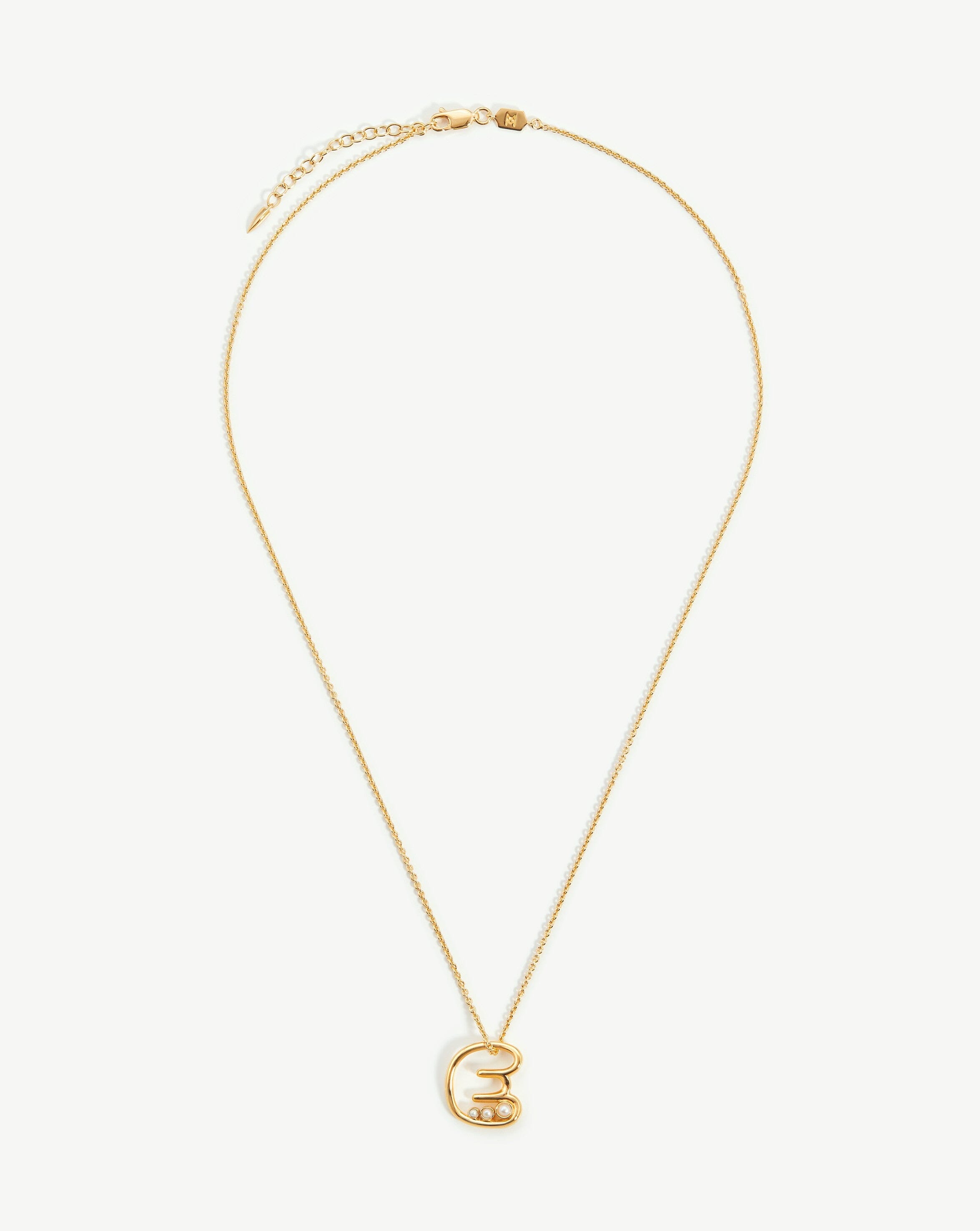 Chubby Pearl Initial Pendant Necklace  - Initial E | 18ct Gold Vermeil/Pearl