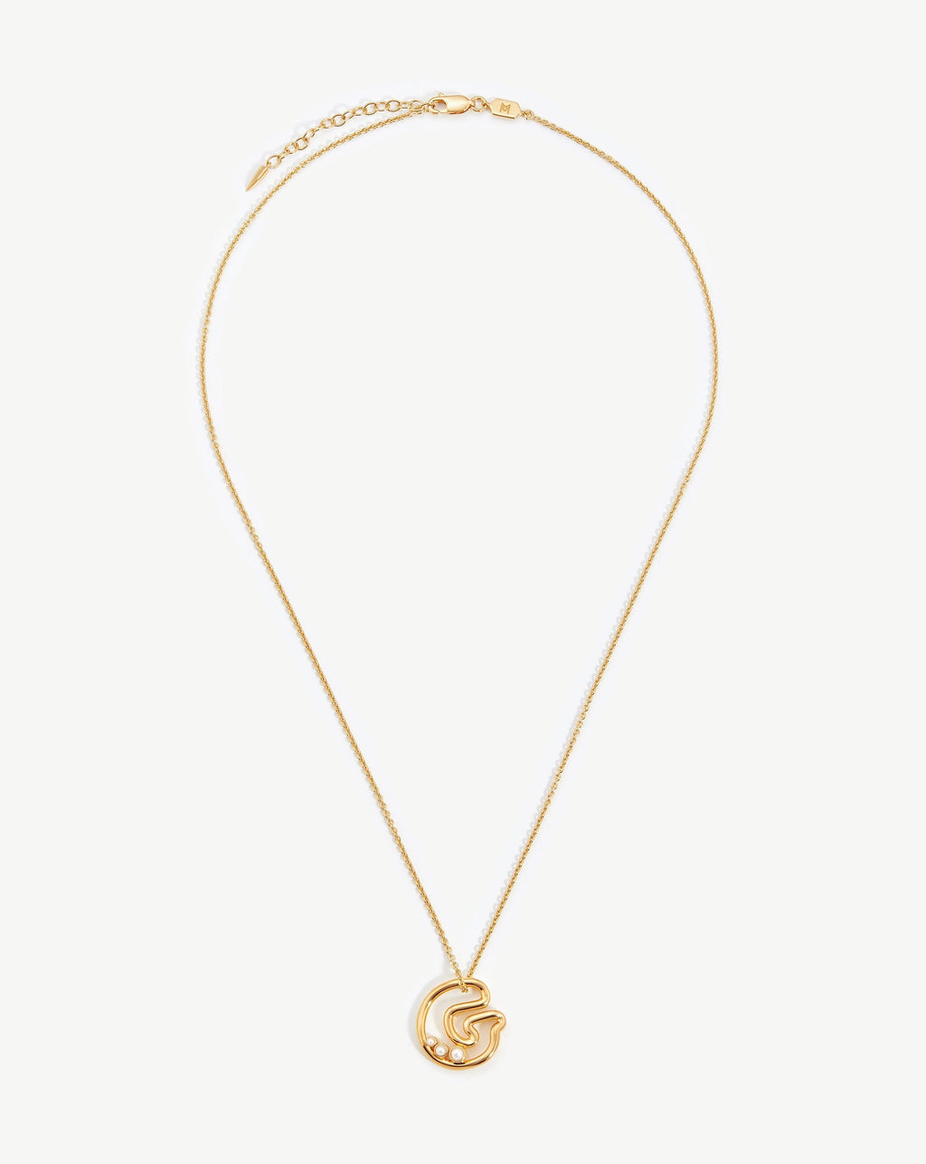 Chubby Pearl Initial Pendant Necklace  - Initial G | 18ct Gold Vermeil/Pearl