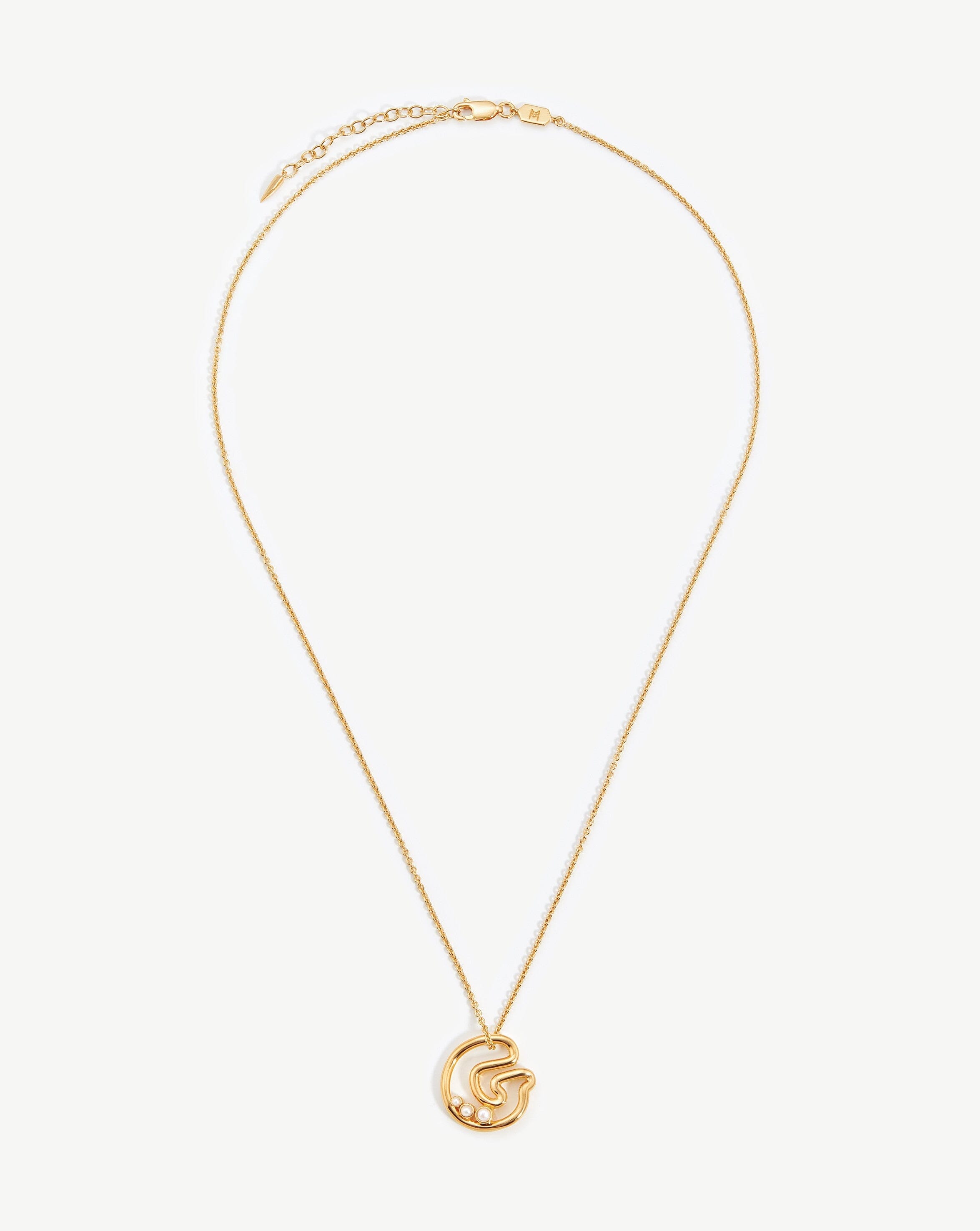 Chubby Pearl Initial Pendant Necklace  - Initial G | 18ct Gold Vermeil/Pearl