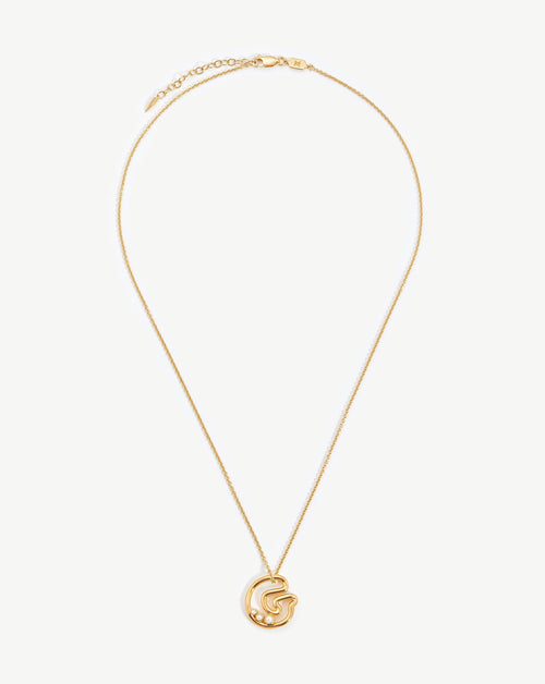 Chubby Pearl Initial Pendant Necklace  - Initial G | 18ct Gold Vermeil/Pearl