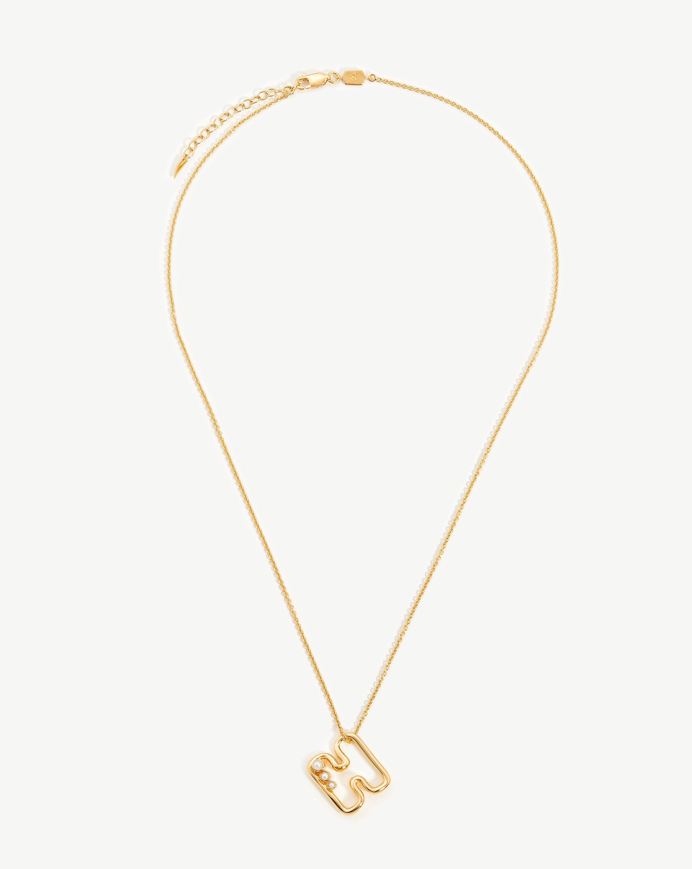 Chubby Pearl Initial Pendant Necklace  - Initial H | 18ct Gold Vermeil/Pearl