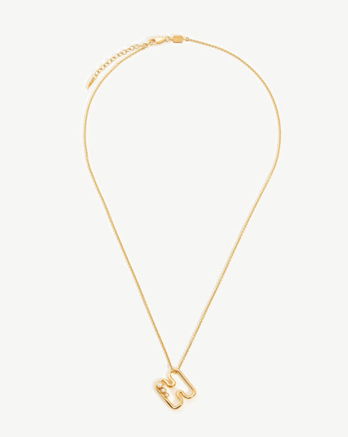 Chubby Pearl Initial Pendant Necklace  - Initial H | 18ct Gold Vermeil/Pearl