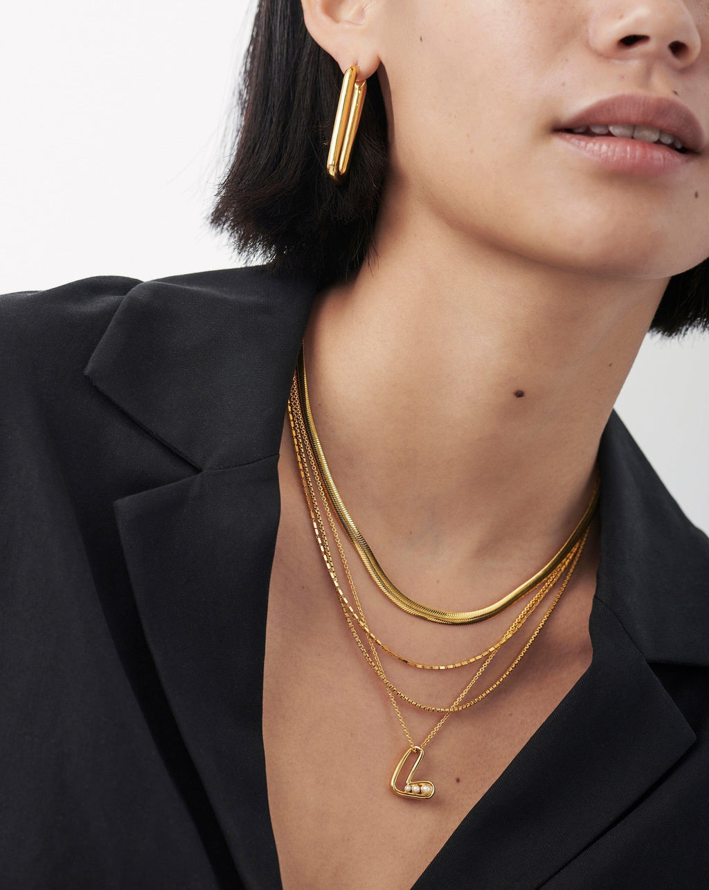 Chubby Pearl Initial Pendant Necklace  - Initial L | 18ct Gold Vermeil/Pearl