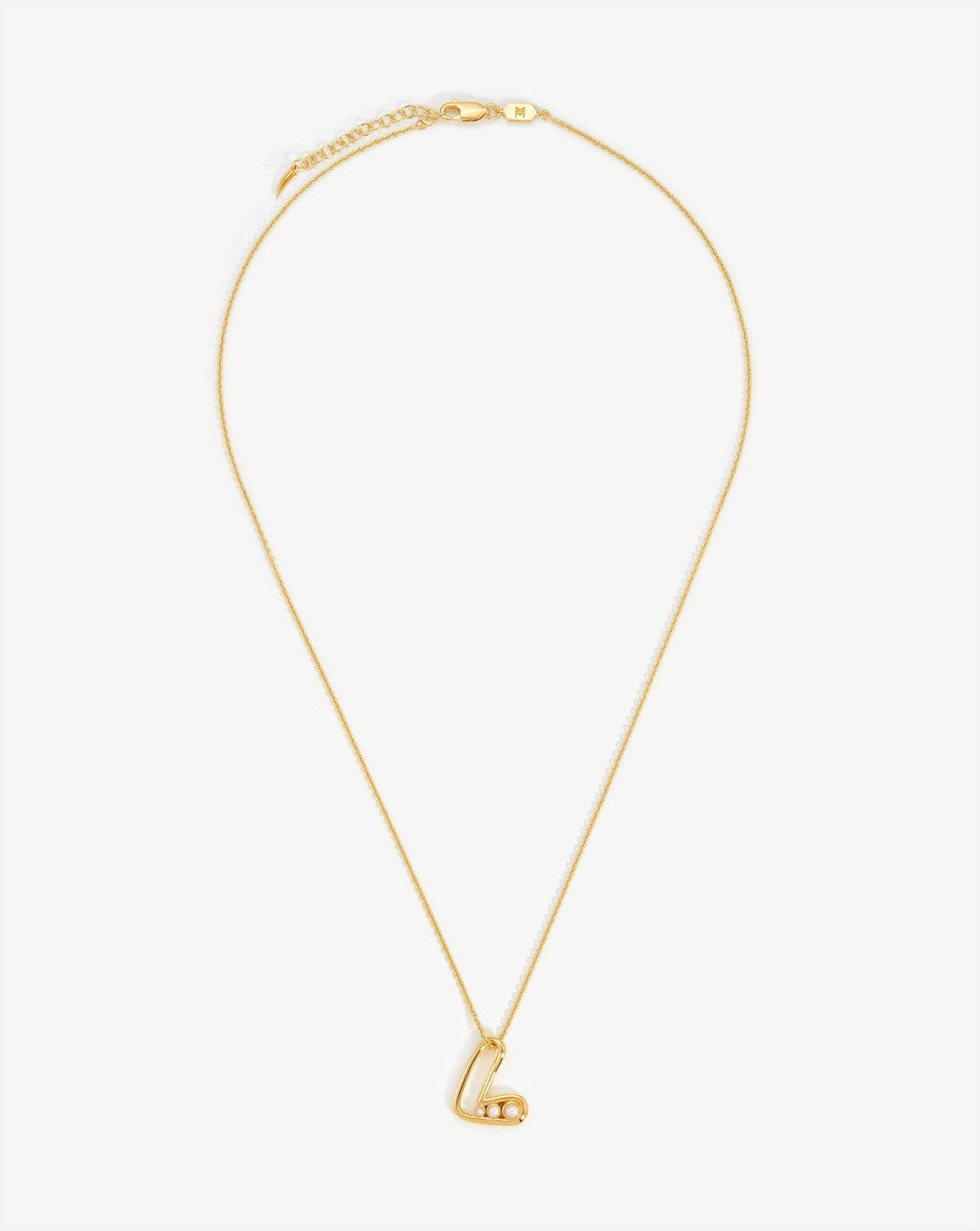 Chubby Pearl Initial Pendant Necklace  - Initial L | 18ct Gold Vermeil/Pearl