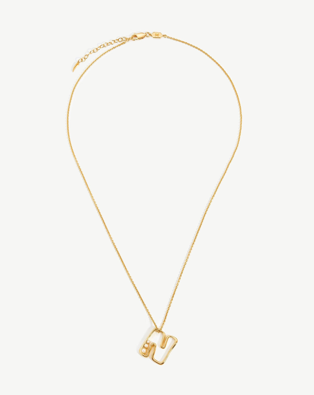 Chubby Pearl Initial Pendant Necklace  - Initial N | 18ct Gold Vermeil/Pearl