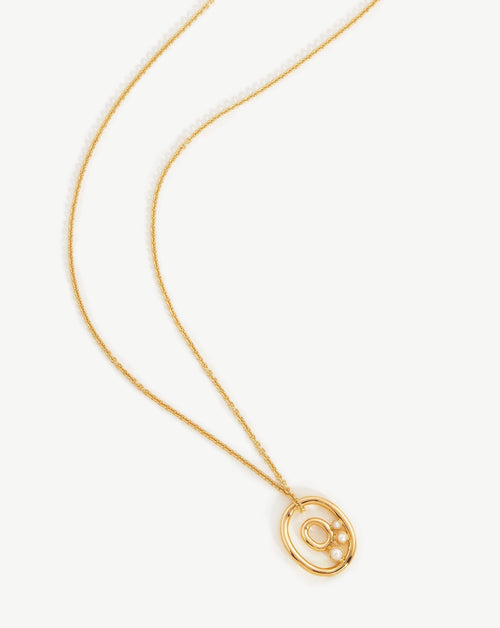Chubby Pearl Initial Pendant Necklace  - Initial O | 18ct Gold Vermeil/Pearl