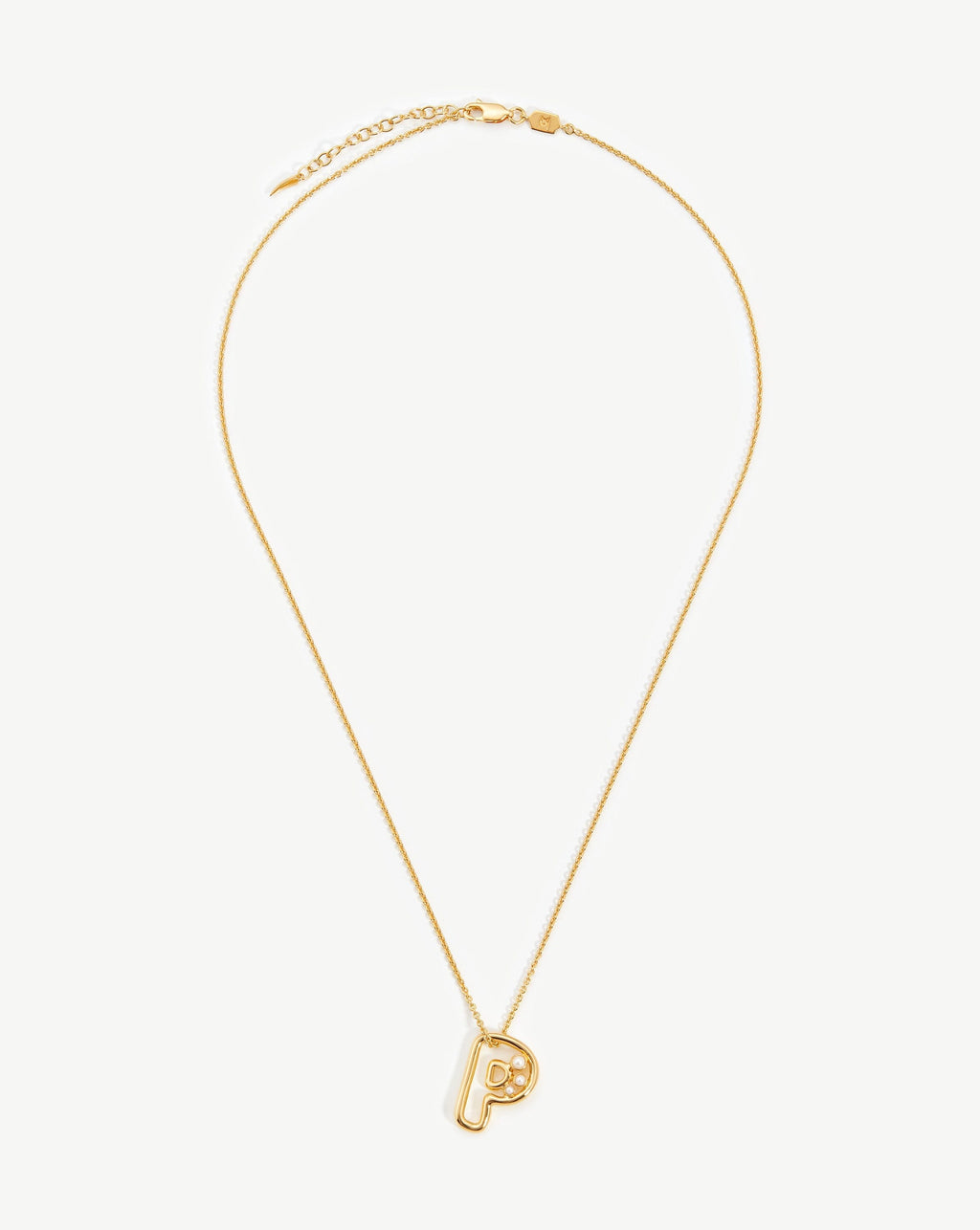 Chubby Pearl Initial Pendant Necklace  - Initial P | 18ct Gold Vermeil/Pearl
