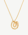 Chubby Pearl Initial Pendant Necklace  - Initial U | 18ct Gold Vermeil/Pearl