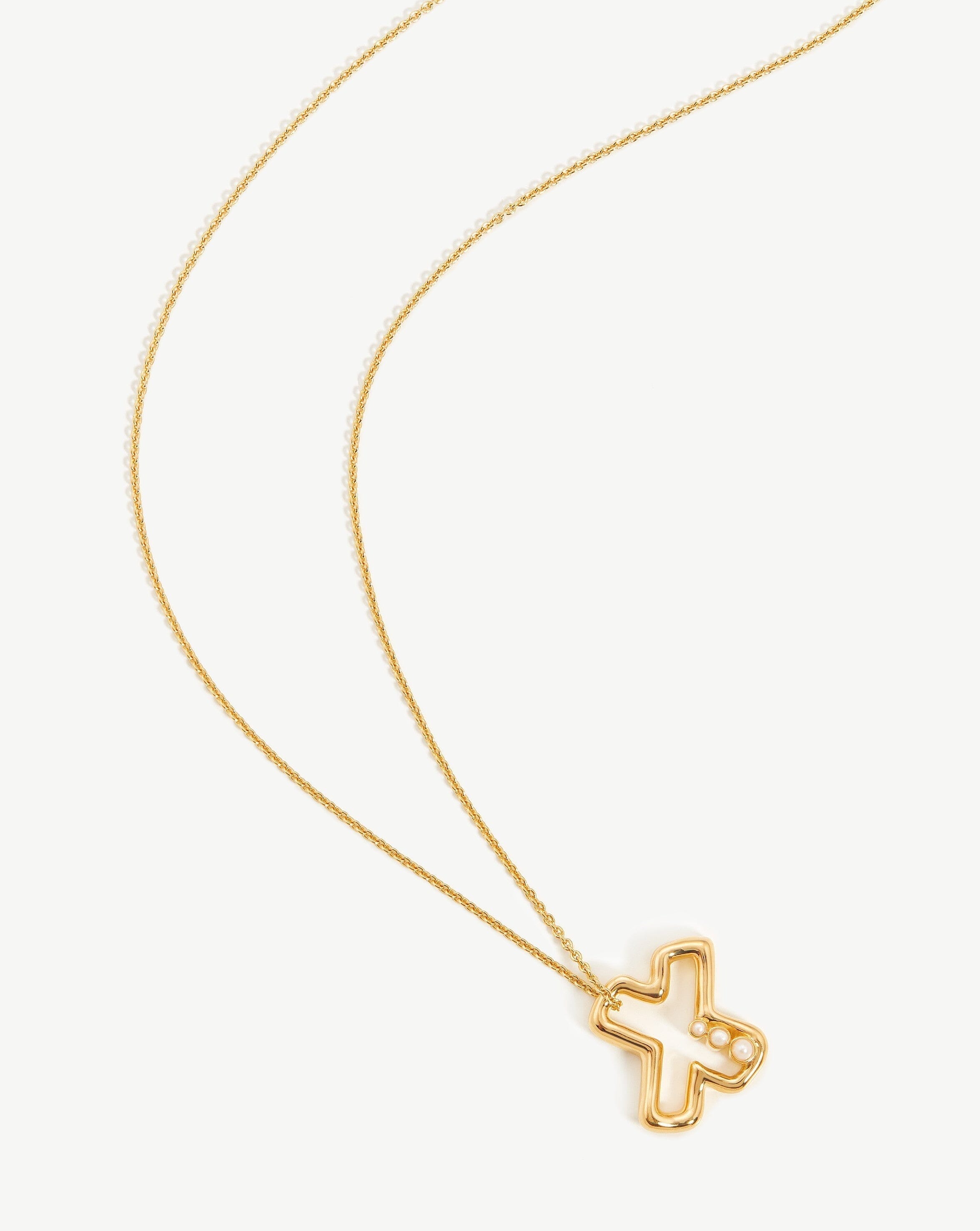 Chubby Pearl Initial Pendant Necklace  - Initial X | 18ct Gold Vermeil/Pearl