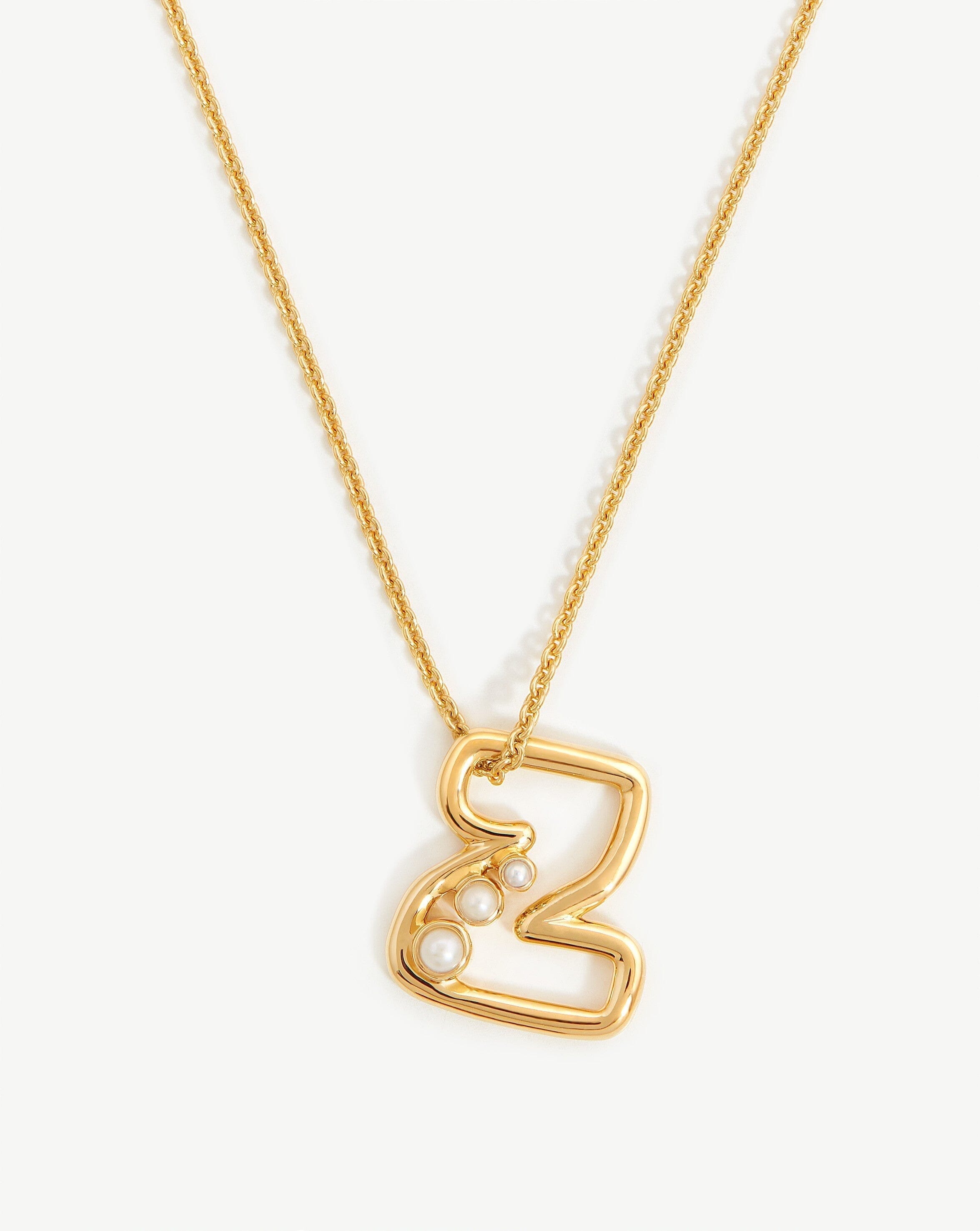 Chubby Pearl Initial Pendant Necklace  - Initial Z | 18ct Gold Vermeil/Pearl