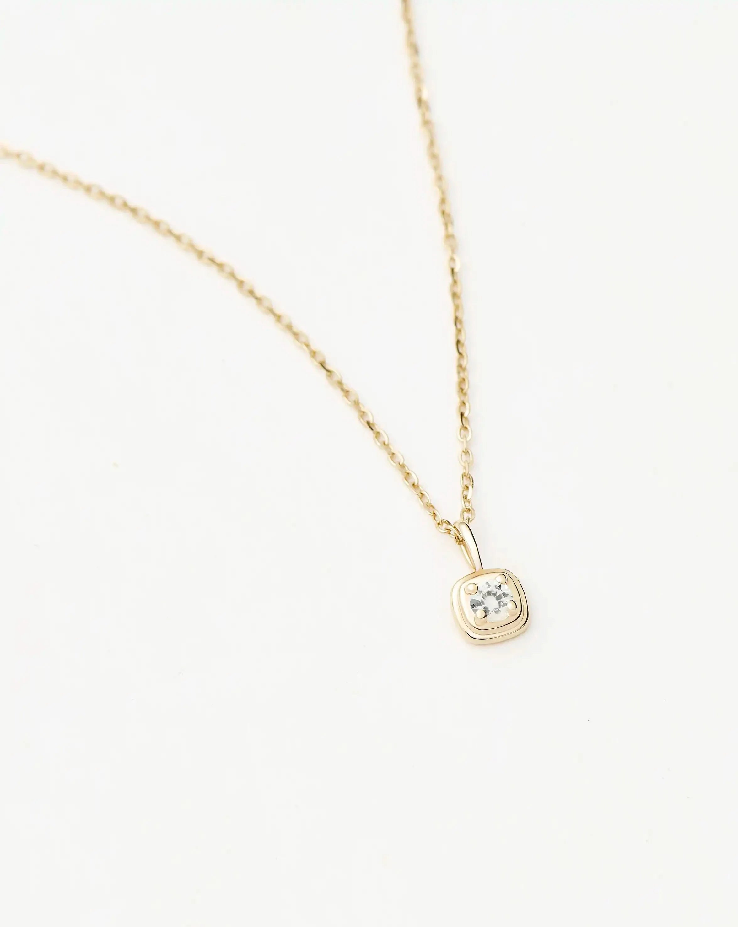 Fine April Birthstone Pendant Necklace | 14ct Solid Gold/White Sapphire