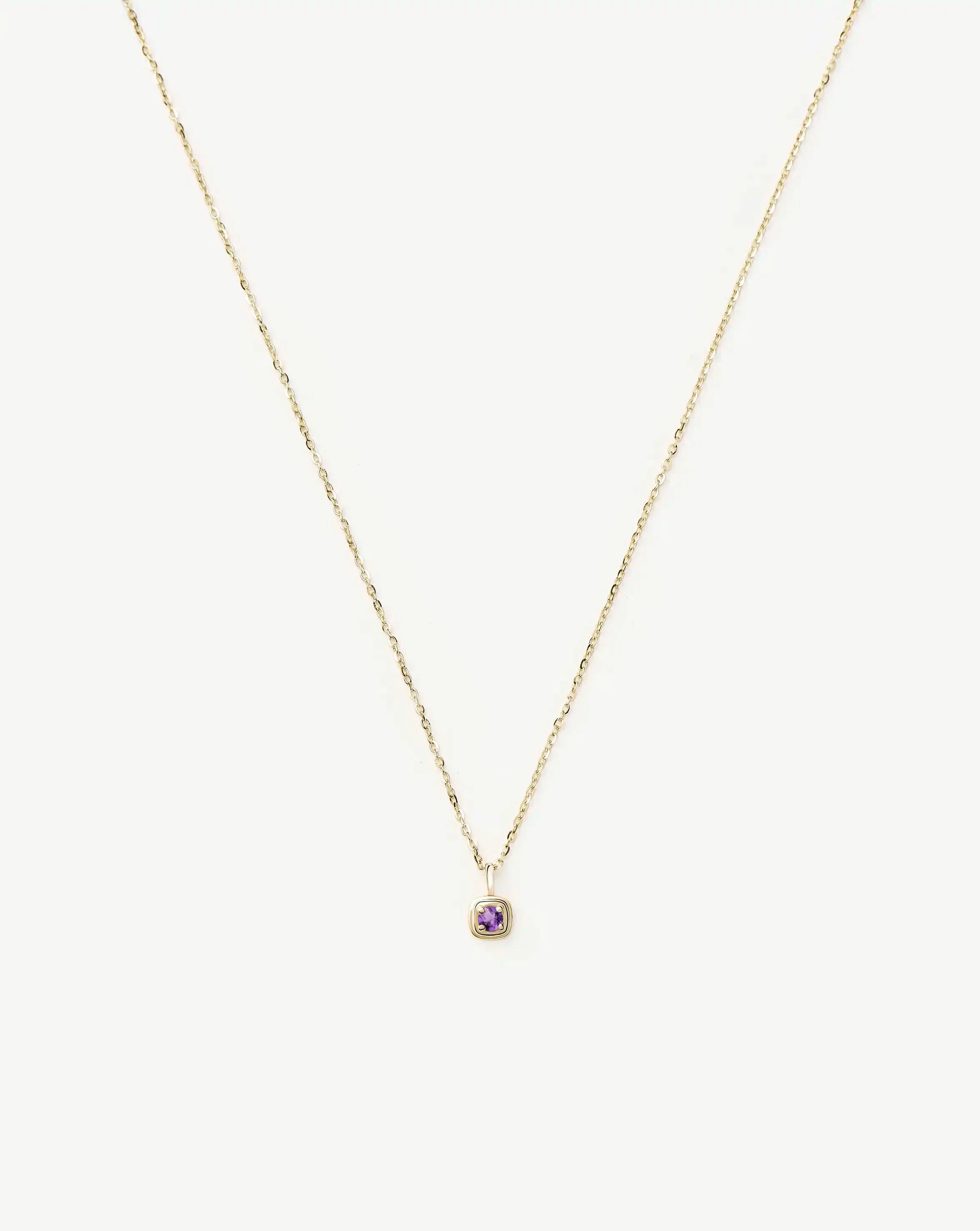 Fine February Birthstone Pendant Necklace | 14ct Solid Gold/Amethyst