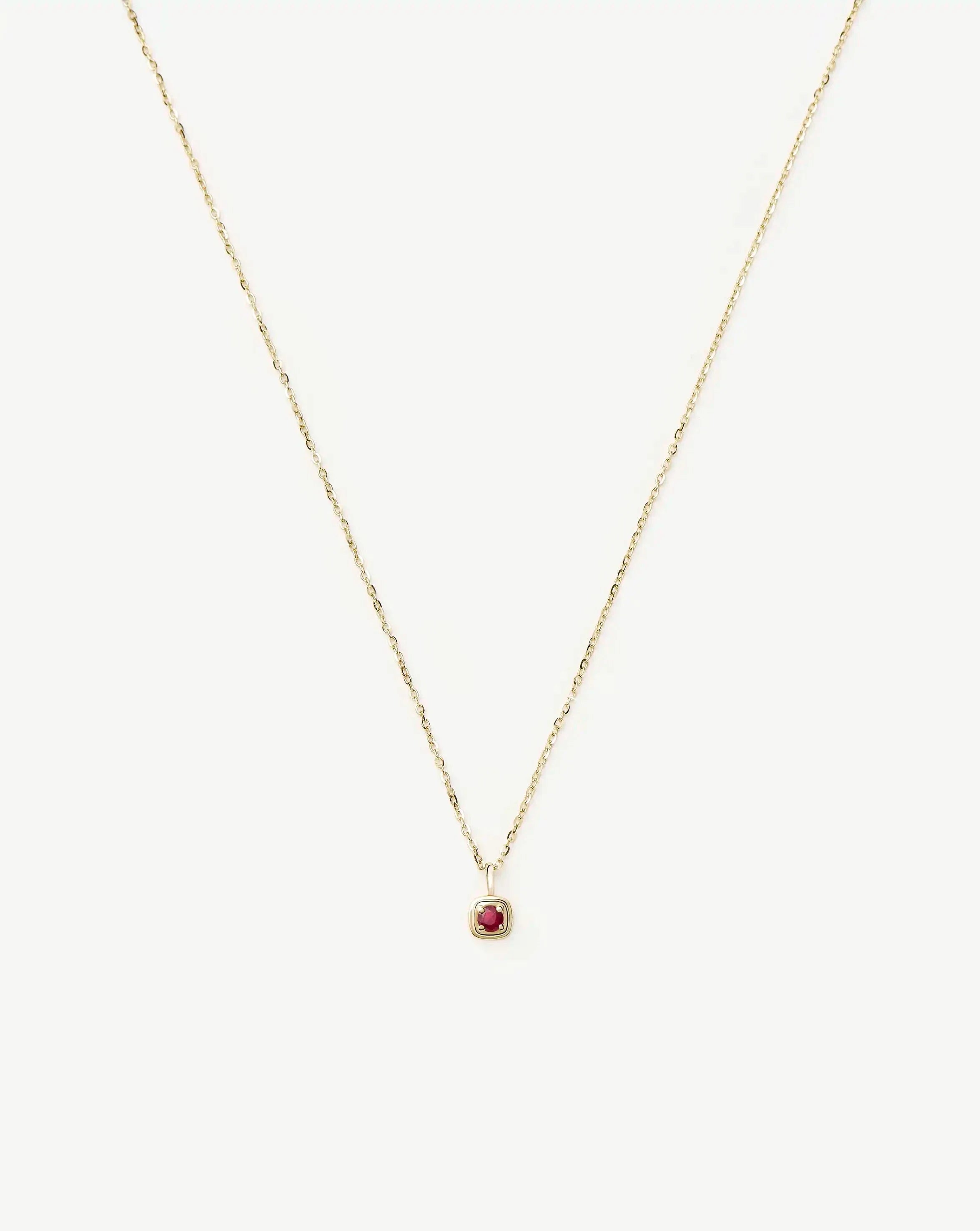Fine July Birthstone Pendant Necklace | 14ct Solid Gold/Ruby