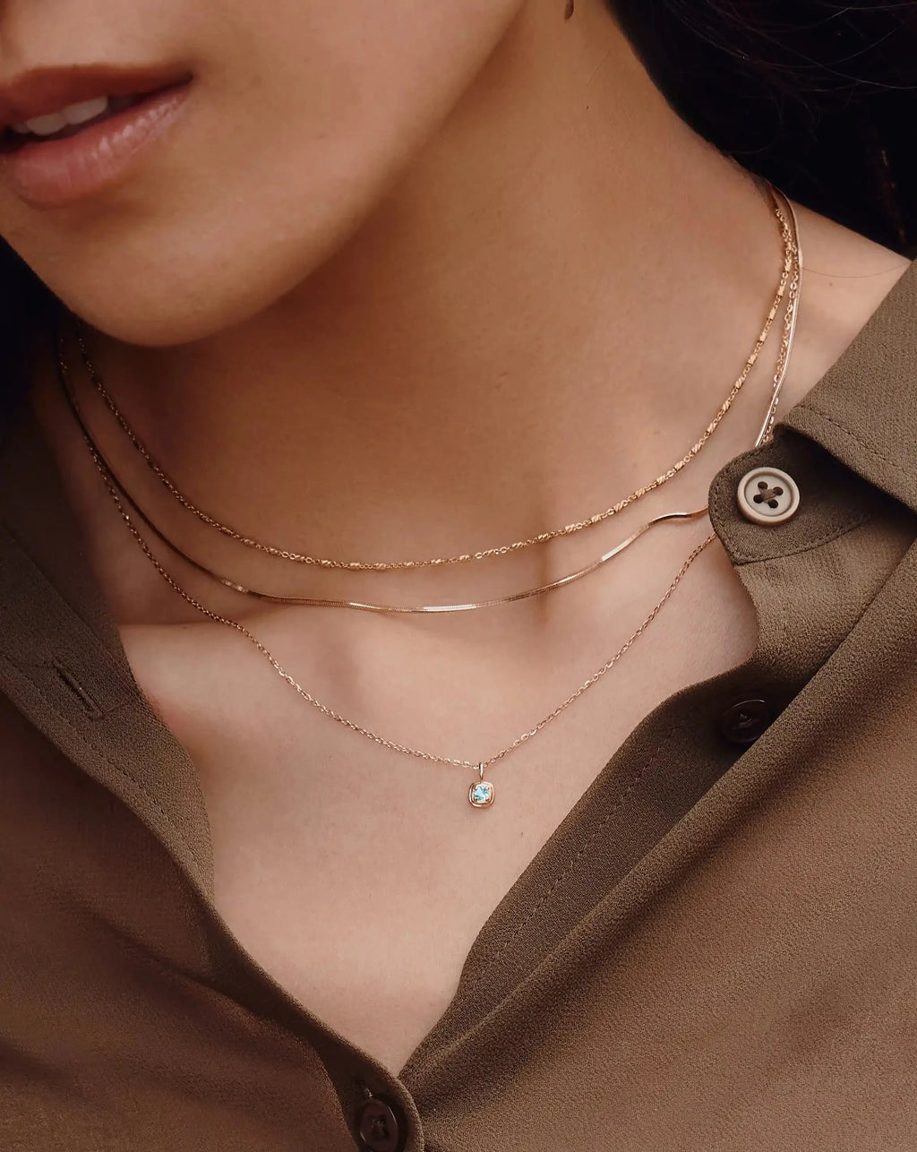 Fine March Birthstone Pendant Necklace | 14ct Solid Gold/Aquamarine