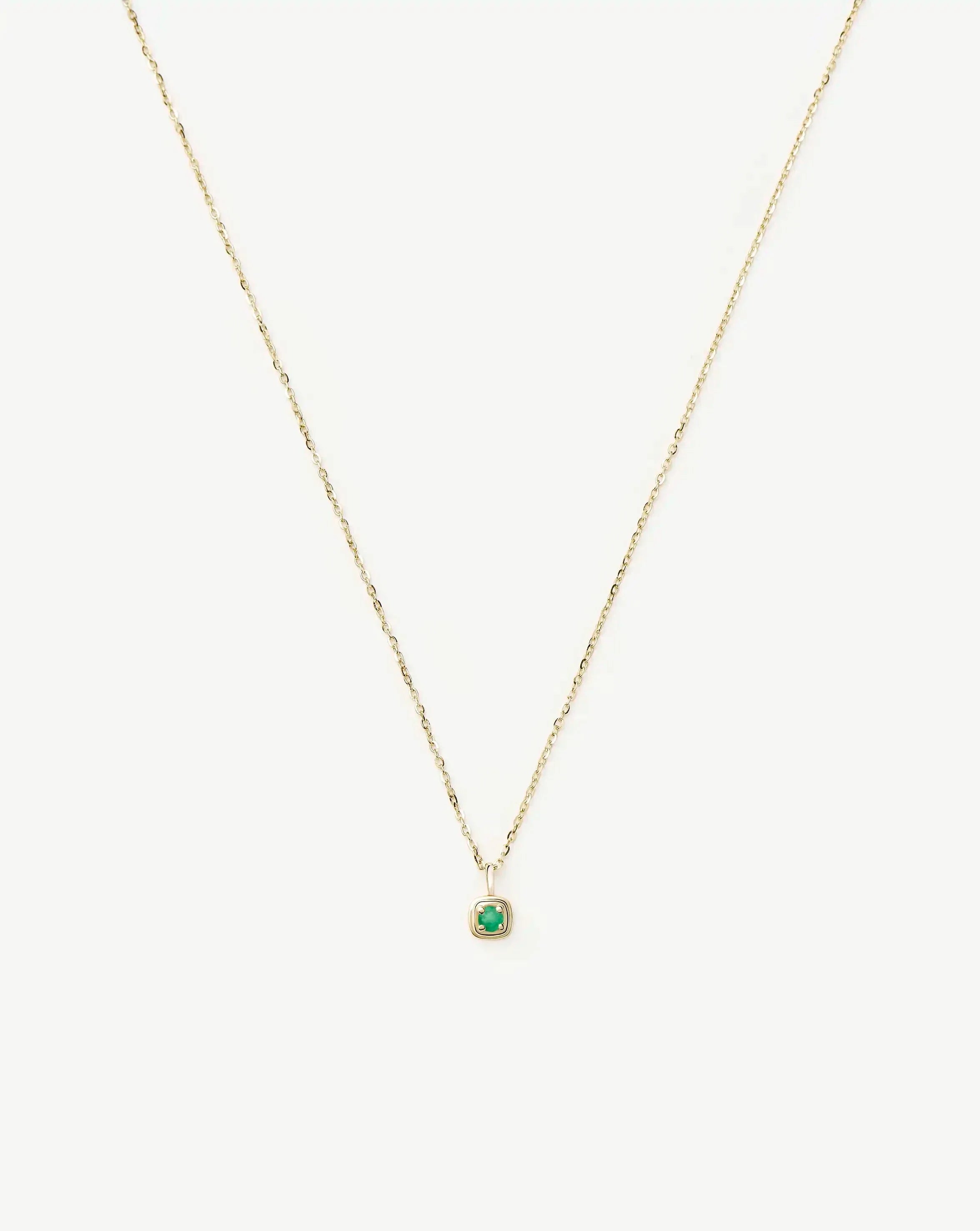 Fine May Birthstone Pendant Necklace | 14ct Solid Gold/Emerald