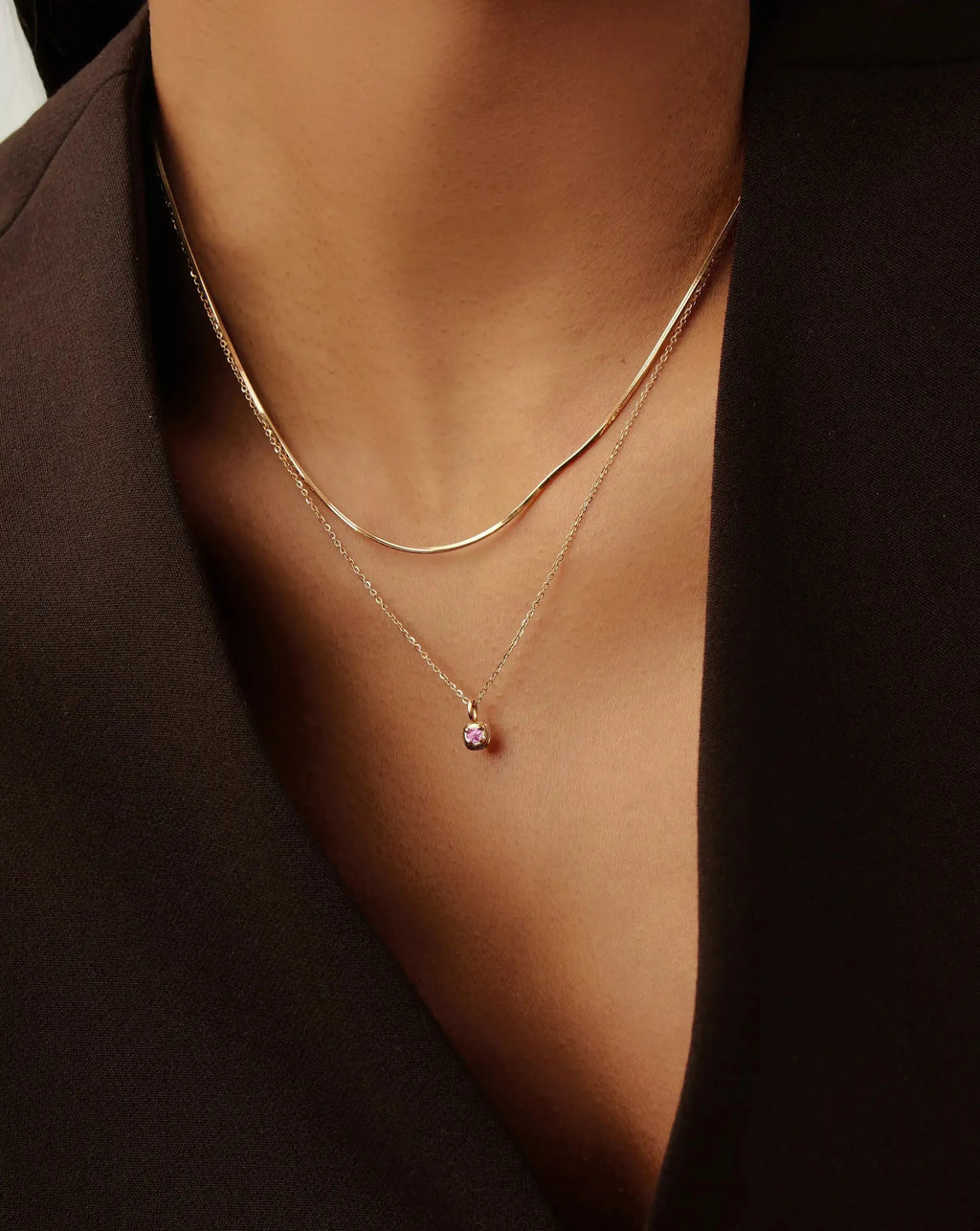 Fine October Birthstone Pendant Necklace | 14ct Solid Gold/Pink Tourmaline