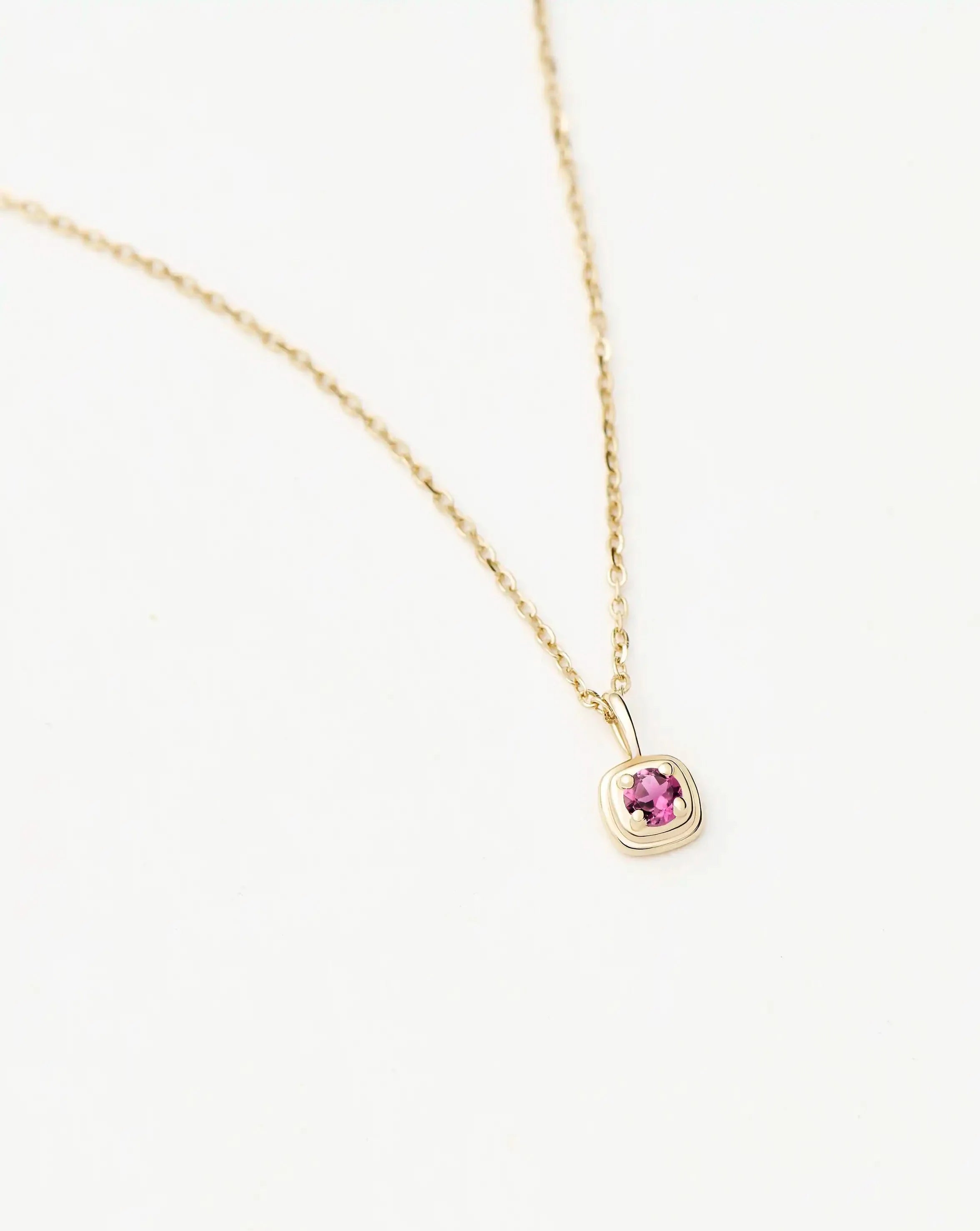 Fine October Birthstone Pendant Necklace | 14ct Solid Gold/Pink Tourmaline