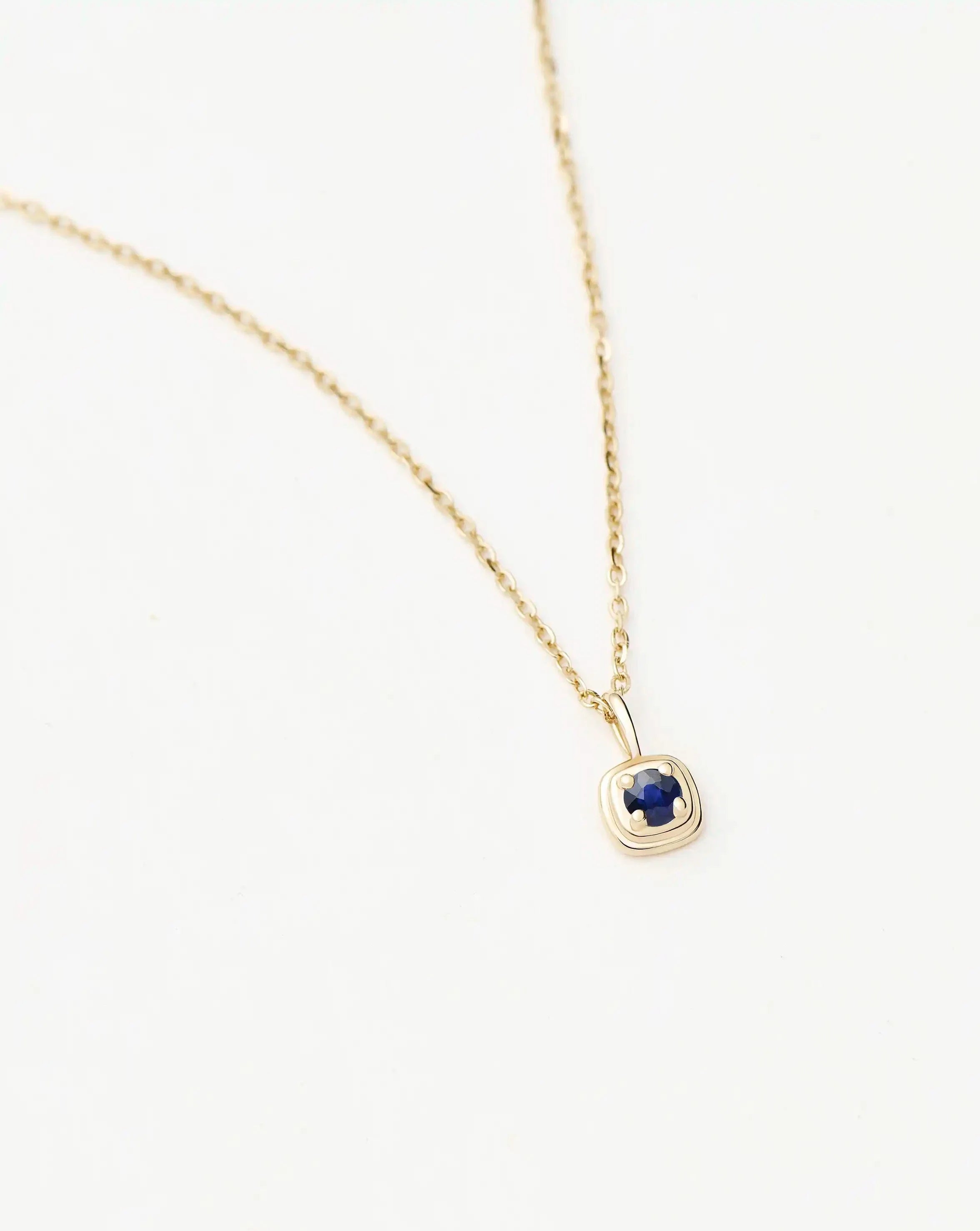 Fine September Birthstone Pendant Necklace | 14ct Solid Gold/Blue Sapphire