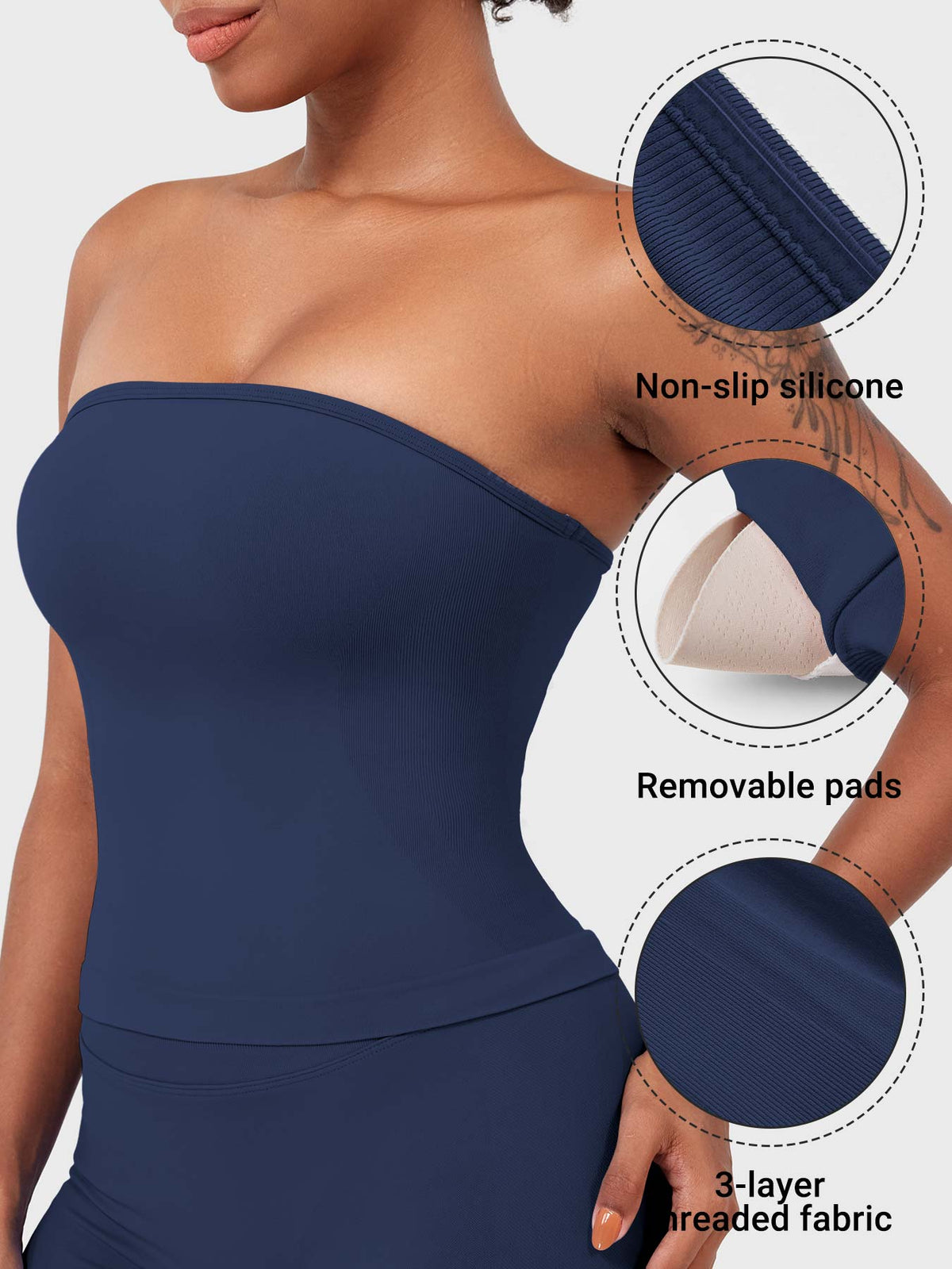 Top a fascia Zannie senza cuciture