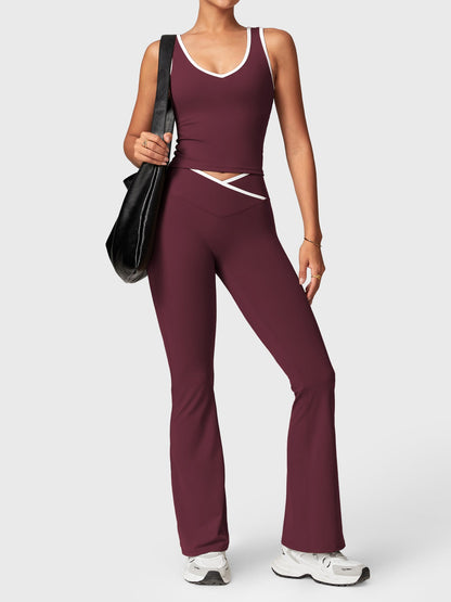 Leggings Alberta flare con bordo a contrasto