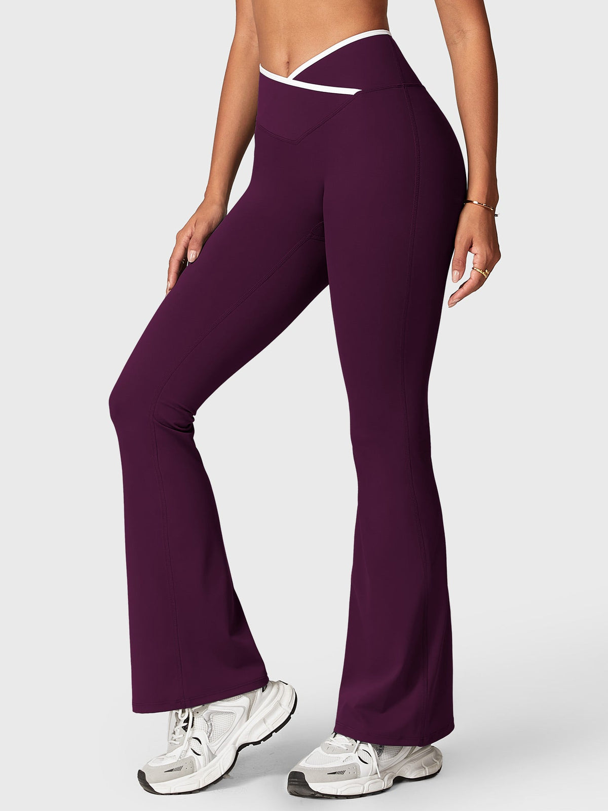 Leggings Alberta flare con bordo a contrasto