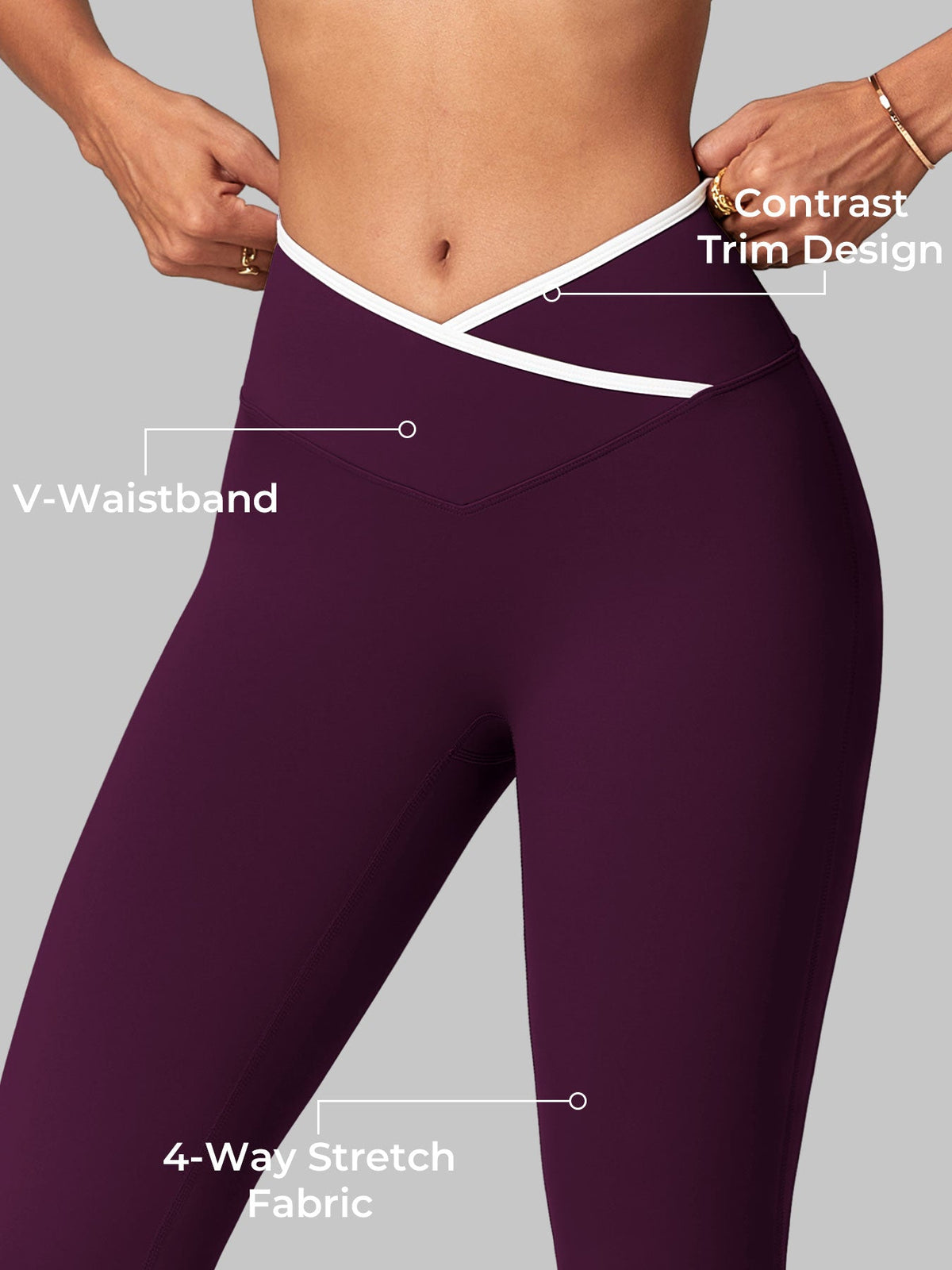 Leggings Alberta flare con bordo a contrasto