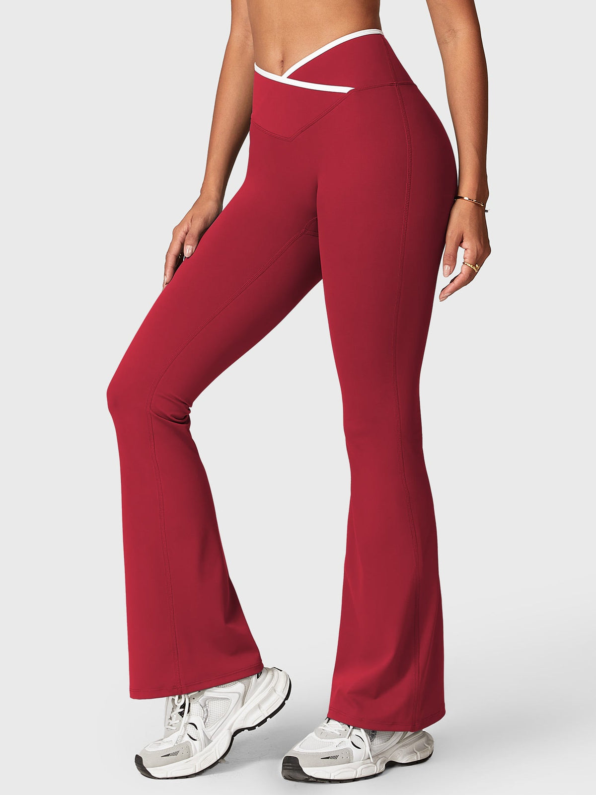 Leggings Alberta flare con bordo a contrasto