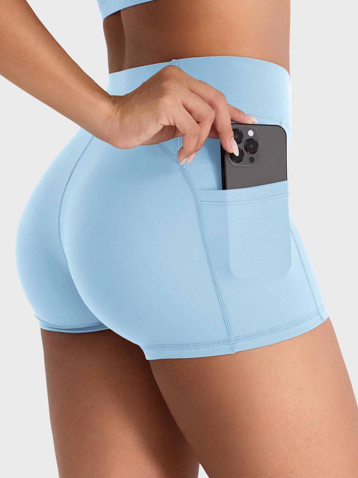 Shorts Damiely a vita bassa con tasca 3,6″