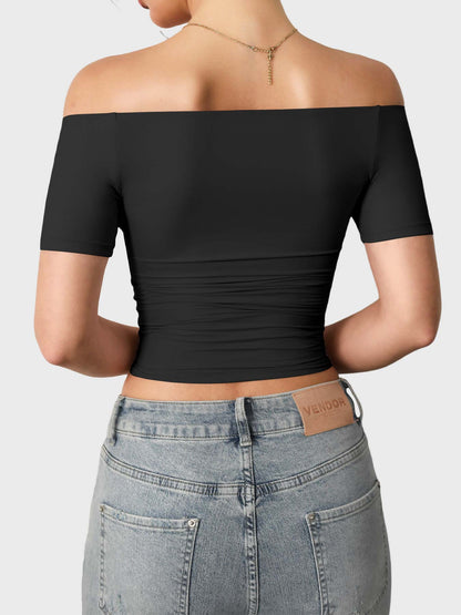 Top Luzlie con spalle scoperte a manica corta