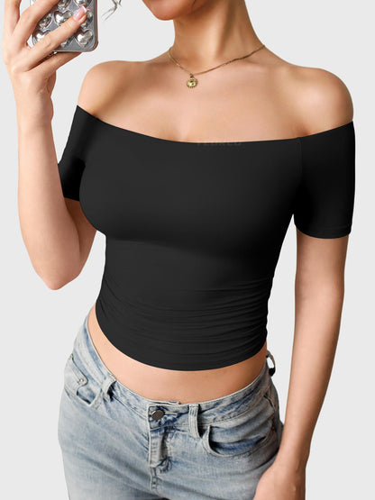 Top Luzlie con spalle scoperte a manica corta