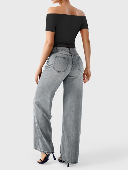 Top Luzlie con spalle scoperte a manica corta