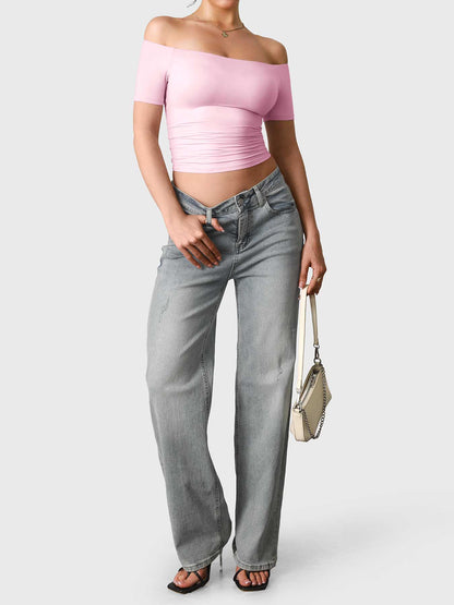 Top Luzlie con spalle scoperte a manica corta