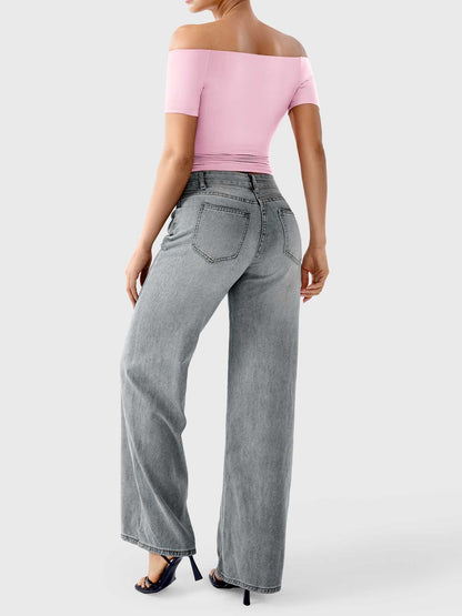 Top Luzlie con spalle scoperte a manica corta