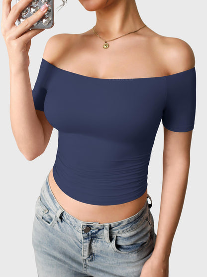 Top Luzlie con spalle scoperte a manica corta
