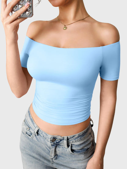 Top Luzlie con spalle scoperte a manica corta