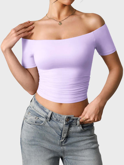 Top Luzlie con spalle scoperte a manica corta