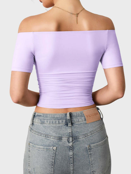 Top Luzlie con spalle scoperte a manica corta