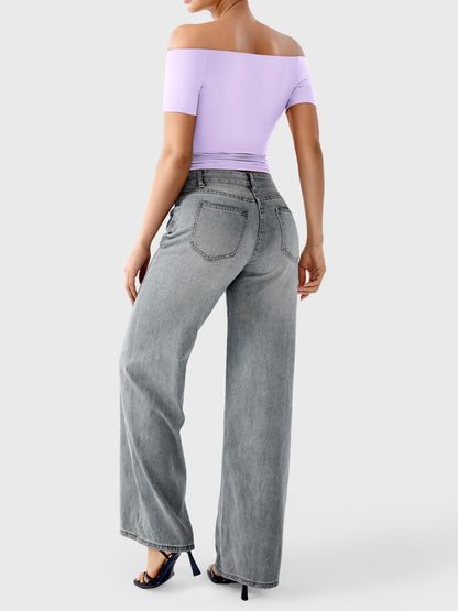 Top Luzlie con spalle scoperte a manica corta