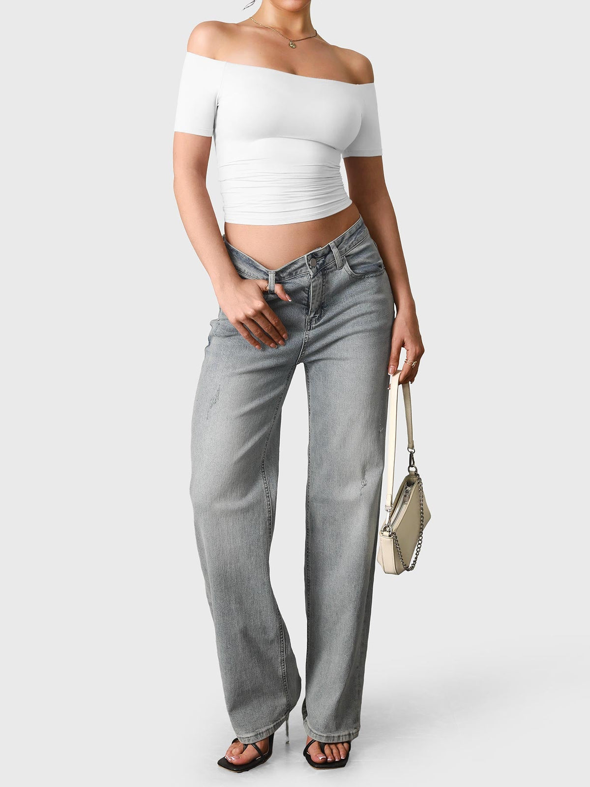 Top Luzlie con spalle scoperte a manica corta