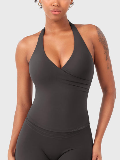 Canotta Elevine halter con scollo a V